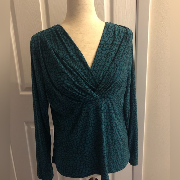 Drape Neck Long Sleeve Soft Knit Top - Cobalt